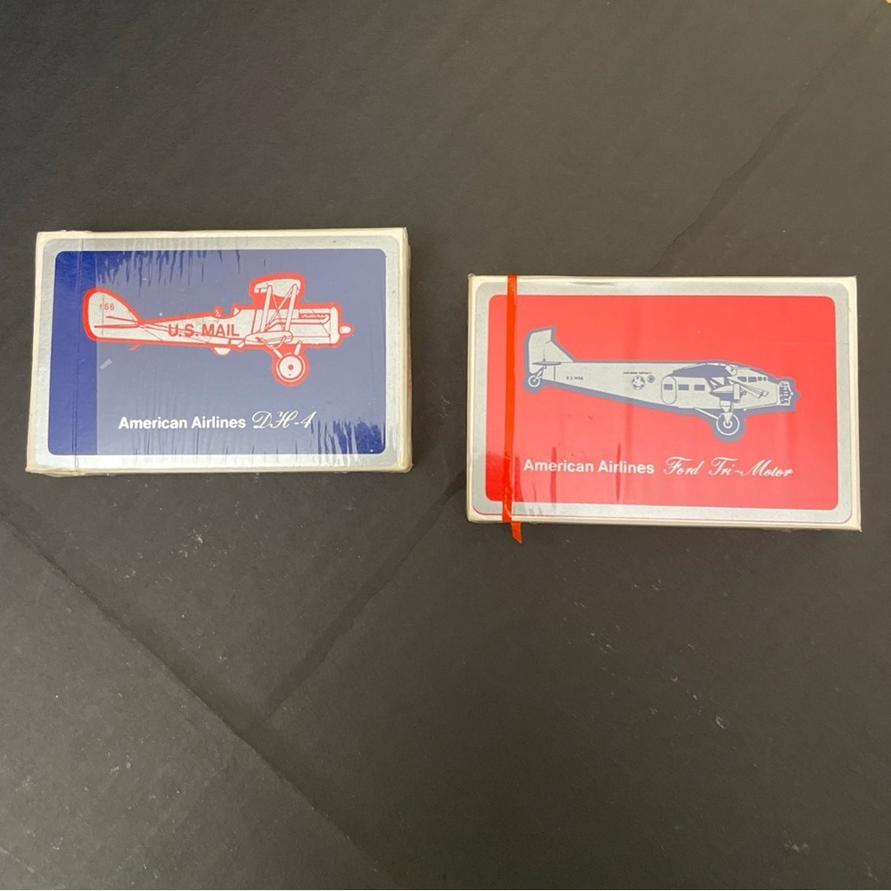 Vtg American Airlines Playing Cards 2 Decks Ford Tri-Motor & DH-4 Planes